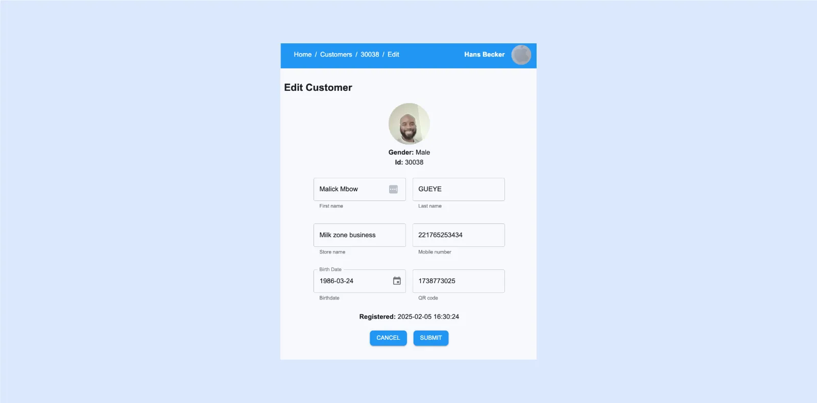 Customer Page